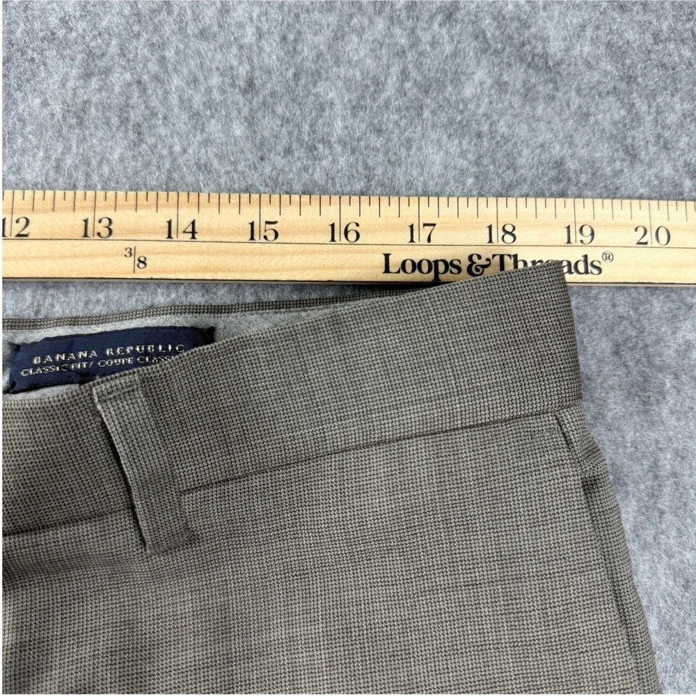 Banana Republic Dress Pants 38x33 Classic Fit Textured Wool Blend Brown Textured